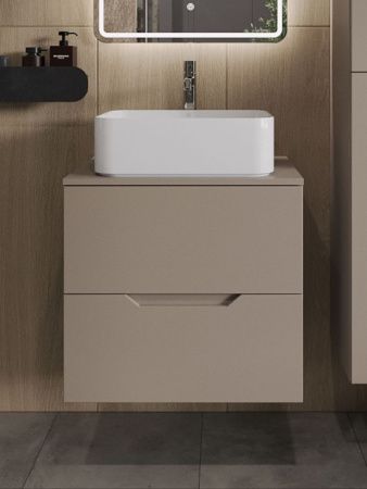 Тумба с раковиной Orange Line Li-60TuLMDF+B02-460W 60х50 подвесная цвет бежевый