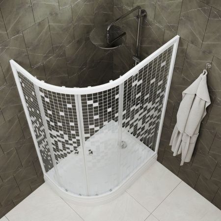 Душевой уголок Тритон Коралл Щ0000061781 120х80 стекло с рисунком профиль белый с поддоном