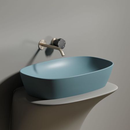 Раковина из сантехнического фарфора Ceramica Nova ELEMENT CN6049MLG 60х40 накладная цвет зеленый без отверстий под смеситель