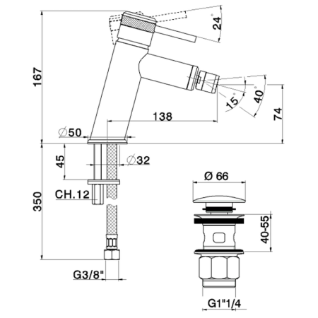 Смеситель Cisal Chronos CR00055521 на биде хром