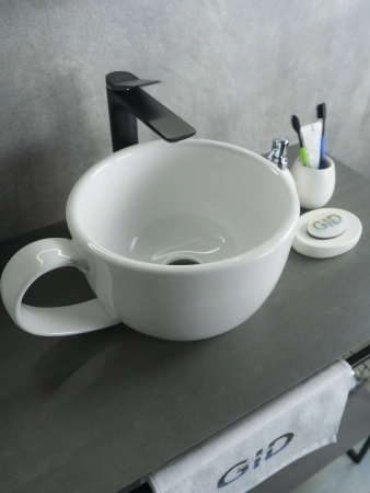 Раковина керамическая Gid Creativo 51186 40х30 накладная цвет белый без отверстий под смеситель