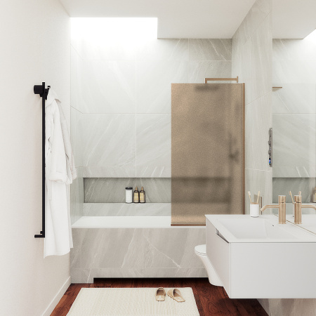 Душевая шторка на ванну Maybah Glass MGV-74-2у 60х140 стекло тонированное профиль бронза ориентация универсальная