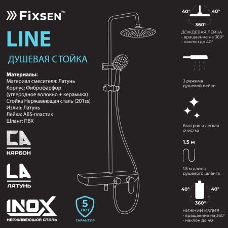 Душевая стойка Fixsen FX-9200 настенная цвет белый