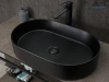 Раковина керамическая Gid Lago 53354 61х39 накладная цвет черный матовый без отверстий под смеситель