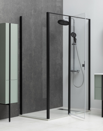 Душевой уголок Allen Brau Priority 3.31030.BBA + 3.31048.BBA 100х100 стекло прозрачное профиль черный без поддона