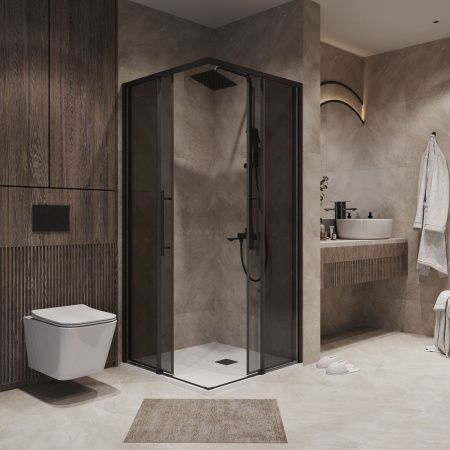 Душевой уголок Niagara Nova NG-2828-34BLACK 80х80 стекло тонированное профиль черный без поддона