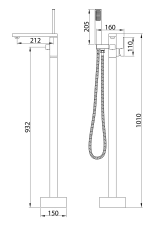 Смеситель Grossman Falcon 530.K35.08.210 напольный черный