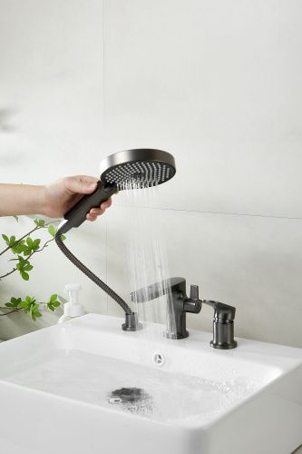 Смеситель Belz B713 B66713-3 на борт ванны оружейная сталь - фото 5