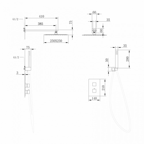 Душевая система ABBER AF8251SP встраиваемая в стену - фото 4