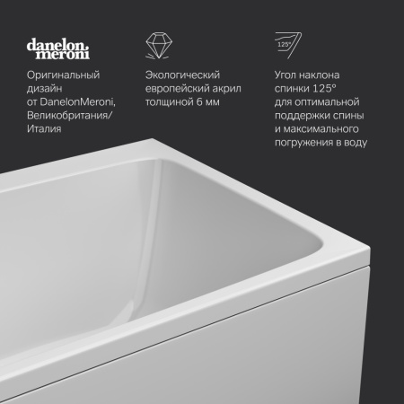 Ванна акриловая Am.Pm Func W84A-170-080W-A 170х80 пристенная прямоугольная без каркаса