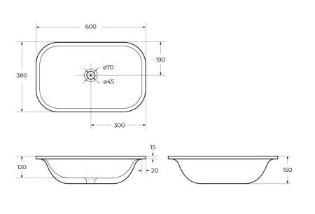 Раковина из сантехнического фаянса Cezares CZR-ARE-60-LVB 60х40 накладная цвет белый без отверстий под смеситель