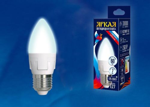 Лампа светодиодная Uniel LED-C37 7W/NW/E14/FR PLP01WH картон - фото 2