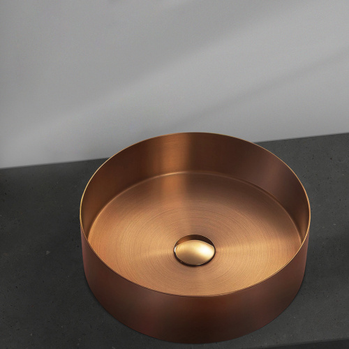 Раковина из нержавеющей стали AltroBagno Luna AltroBagnoLuna001003RaSp 40х40 накладная цвет медь матовая - фото 5