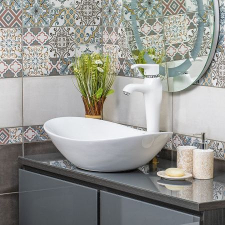 Раковина из сантехнического фарфора Melana 320354-805 60х40 накладная цвет белый без отверстий под смеситель