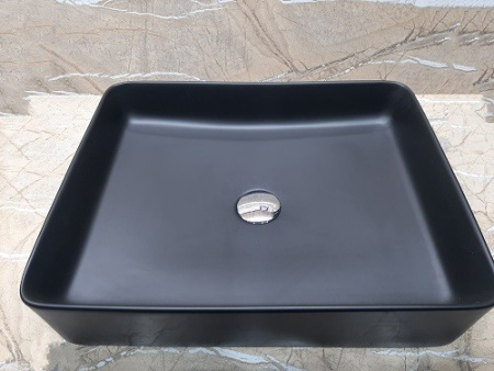 Раковина из санфаянса CeramaLux 7050KMB 51х41 накладная цвет черный матовый