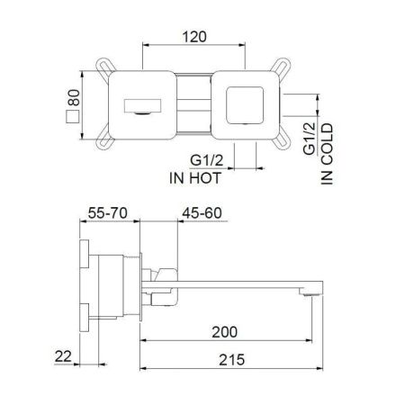 Смеситель для раковины Webert OX830611015 настенный сталь/хром