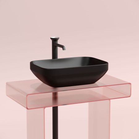 Раковина из сантехнического фарфора Ceramica Nova ELEMENT CN6055MB 50х40 накладная цвет черный без отверстий под смеситель