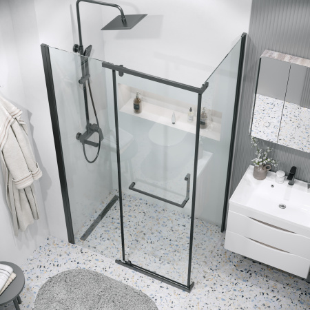 Боковая стенка Grossman Pragma 200.K33.03.100.21.00 100x195 стекло прозрачное профиль черный матовый