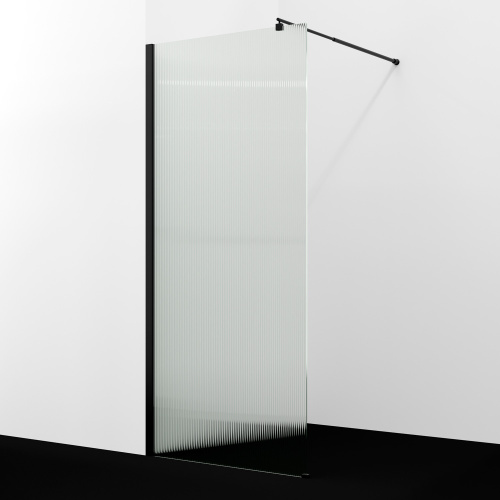 Душевая перегородка WasserKRAFT Rur 30W 30W46MB-FL 110х200 стекло рифленое профиль черный матовый - фото 3