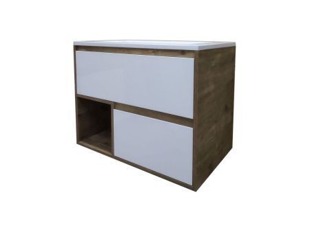 Тумба с раковиной Эстет Monaco Wood ФР-00010683 80х50 подвесная цвет белый/бежевый