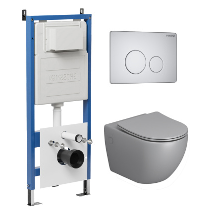 Инсталляция + кнопка смыва + унитаз Grossman Style 97.4411SQ.05.01M