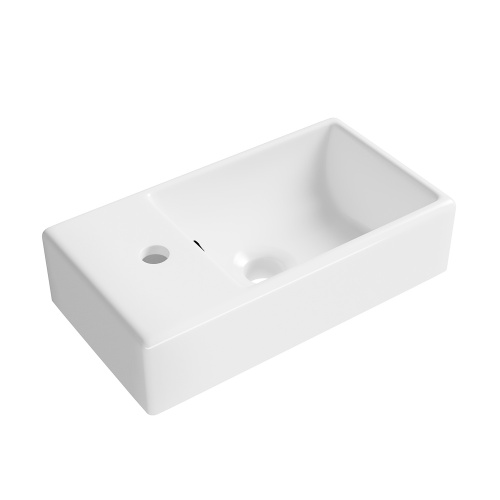 Раковина из сантехнического фарфора Wellsee WC Area 151802000 40х22 накладная цвет белый глянцевый 1 отверстие под смеситель - фото 2