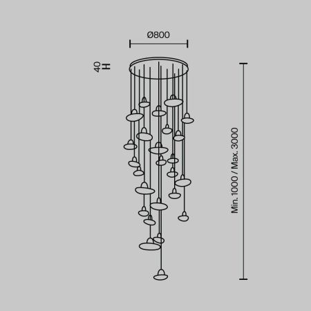 Люстра каскадная Modelux MS.2326.25 BK