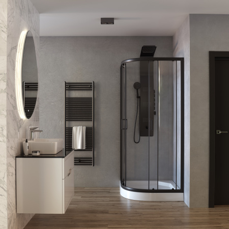 Душевой уголок Taliente TA-09091-1CB 90х90 стекло прозрачное профиль черный матовый без поддона