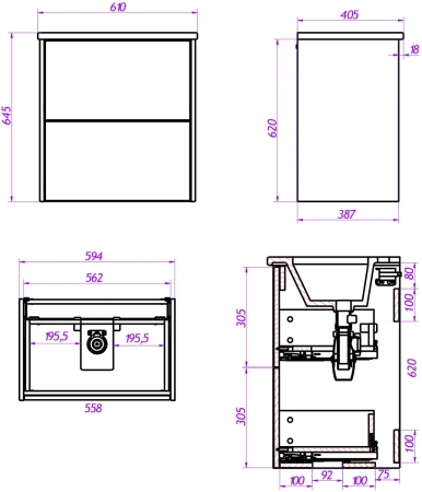 Тумба под раковину La Fenice Tesoro FNC-01-TES-DNN-60-2 60х40 подвесная цвет коричневый