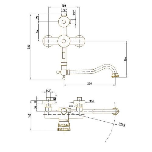 Душевая стойка Bronze de Luxe 10120DDF настенная цвет бронза - фото 3