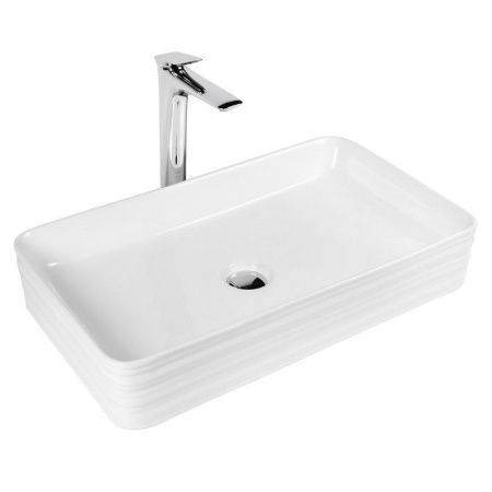 Раковина из сантехнического фарфора Bond Cube S64-680 70х40 накладная цвет белый без отверстий под смеситель