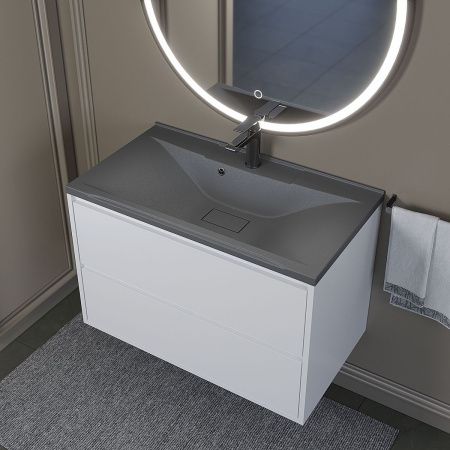 Раковина из искусственного камня Uperwood Elen Quartz 297000021 80х50 полувстраиваемая цвет серый