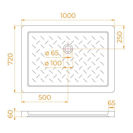 Душевой поддон керамический RGW CER 19170370-01 100х70 белый