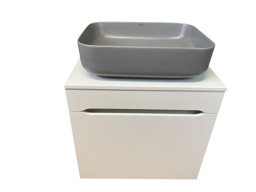 Тумба с раковиной Sintesi STL.W7013_SIN-LVB-APP-409GM 60х55х50 подвесная цвет белый/серый - фото 4