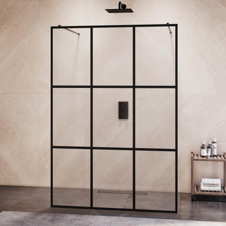 Душевая перегородка RGW Walk In 35101810-84 100х200 стекло с рисунком профиль черный