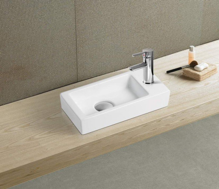 Раковина из санфаянса CeramaLux 9272L 37х18 накладная цвет белый 1 отверстие под смеситель