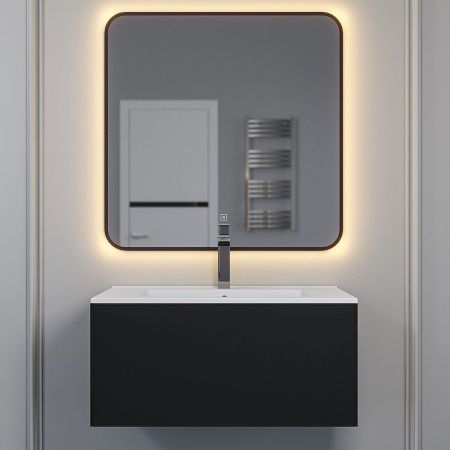 Тумба с раковиной Uperwood Parma Premium 39330205464 80х50 цвет черный