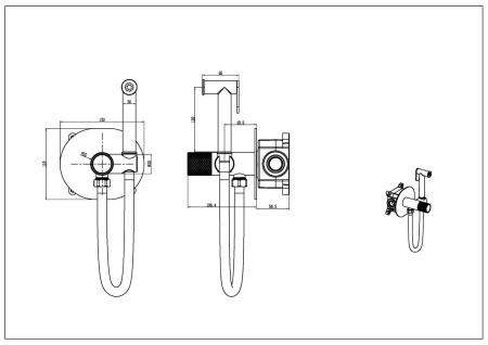 Гигиенический душ со смесителем Boheme Tech 157-BRB бронза брашированная