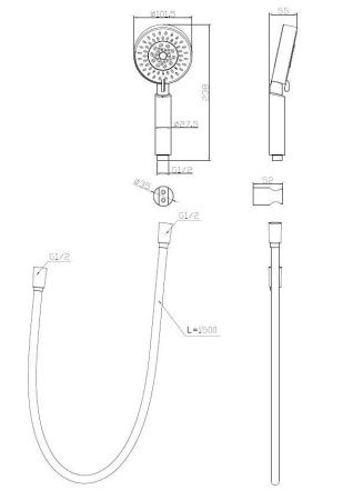 Душевой гарнитур BelBagno ANCONA BB-DFS-5-CRM настенный хром