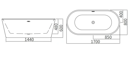 Ванна акриловая Arrow A1702TQU1 170х80 отдельностоящая овальная с ножками