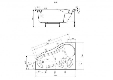 Ванна акриловая Santek Ибица 1WH112034 150х100 пристенная асимметричная без каркаса
