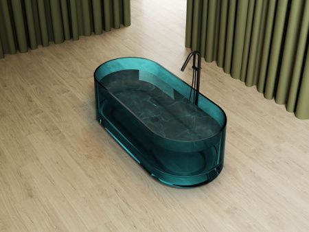 Ванна из полиэфирной смолы Abber Kristall AT9708Aquamarin 170х75 отдельностоящая овальная