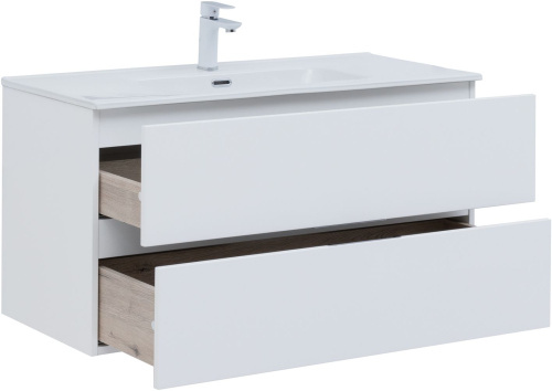 Комплект мебели: тумба с раковиной + зеркало-шкаф Aquanet Алвита New 00274205 101х46х138,2 подвесной - фото 4