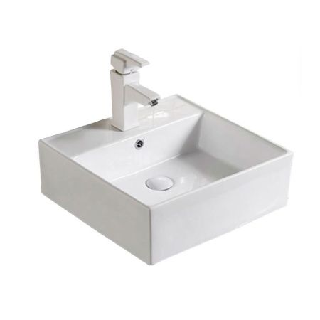Раковина из сантехнического фарфора Melana A064-803 50х50 накладная цвет белый 1 отверстие под смеситель