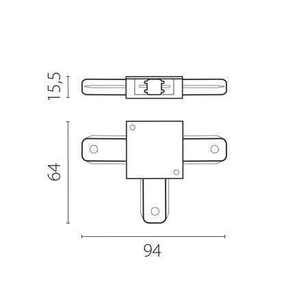 Соединитель T-образный однофазный к 50202X-P, 50203X-P Barra Lightstar Barra (Барра) 502137-P