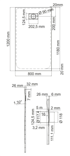 Душевой поддон WasserKRAFT Main 35T 35T06 120x80 стеклопластик белый - фото 3