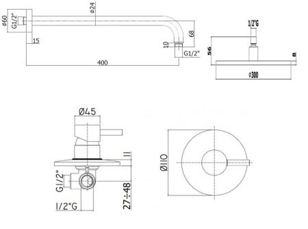 Душевая система Paffoni Light KITLIG011CRKING встраиваемая в стену с термостатом