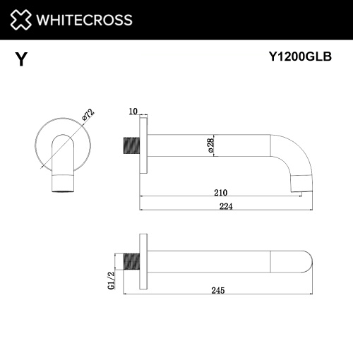 Излив Whitecross Y brushed gold Y1200GLB настенный - фото 3