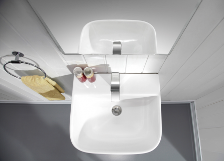 Раковина из санфаянса CeramaLux G515 33х33 напольная цвет белый 1 отверстие под смеситель