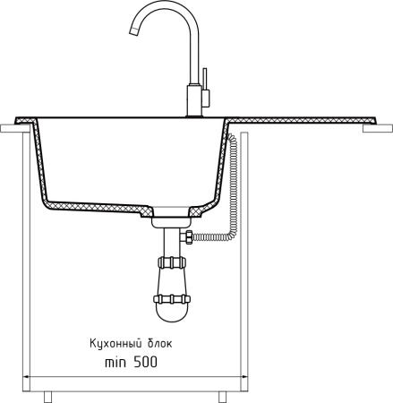 Кухонная мойка Granfest Rondo R-750L графит 75х46 цвет графит поверхность матовая